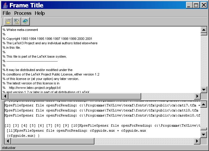 Example for running tex in javatex